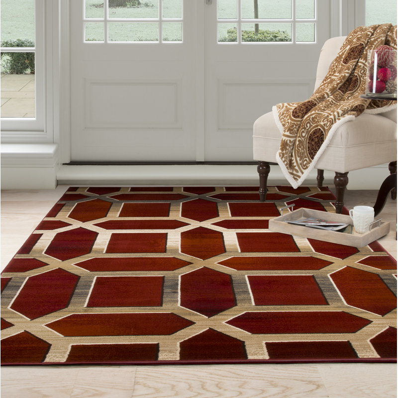 PLYH Art Deco Red/Beige Area Rug & Reviews Wayfair